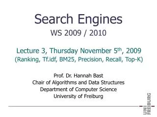 Search Engines WS 2009 / 2010
