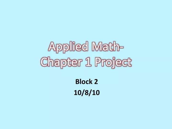 applied math chapter 1 project