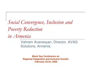 Social Convergence, Inclusion and Poverty Reduction in Armenia