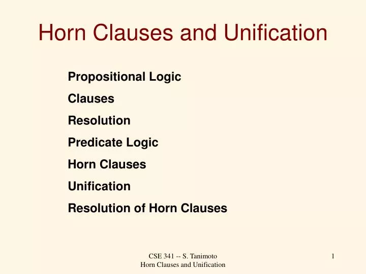 horn clauses and unification
