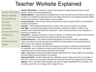 Teacher Worksite Explained