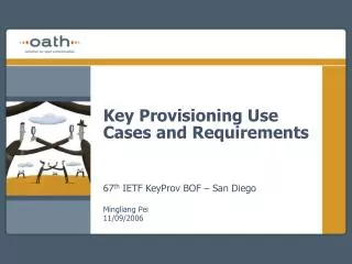 Key Provisioning Use Cases and Requirements