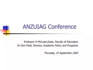 ANZUIAG Conference