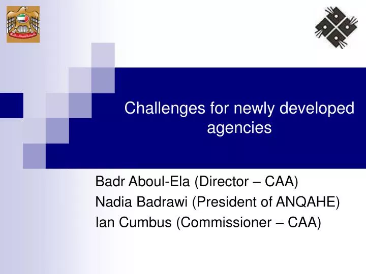 challenges for newly developed agencies