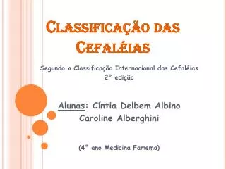 classifica o das cefal ias