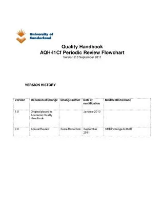 Quality Handbook AQH-I1Cf Periodic Review Flowchart Version 2.0 September 2011