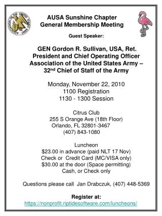 Guest Speaker: GEN Gordon R. Sullivan, USA, Ret. President and Chief Operating Officer