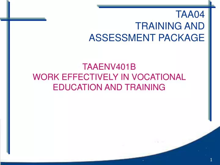 taa04 training and assessment package