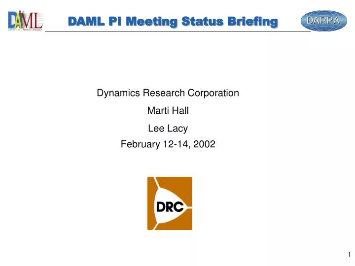 daml pi meeting status briefing