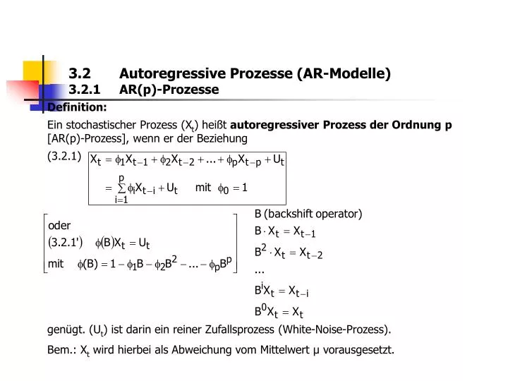 3 2 autoregressive prozesse ar modelle 3 2 1 ar p prozesse