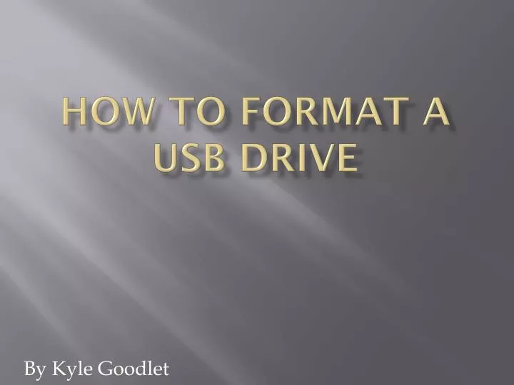 how to format a usb drive