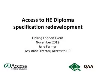 Access to HE Diploma specification redevelopment