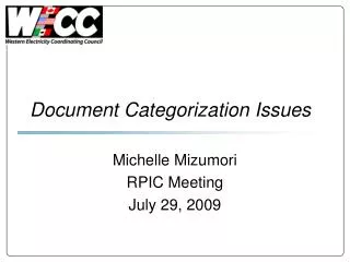 Document Categorization Issues