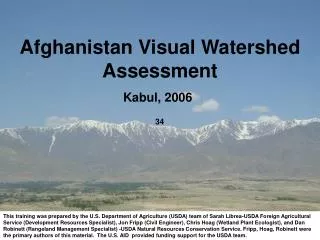 Afghanistan Visual W atershed Assessment