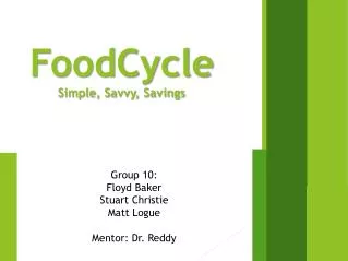 FoodCycle Simple, Savvy, Savings