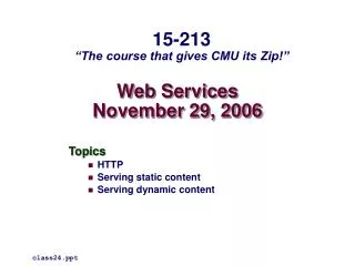 Web Services November 29, 2006