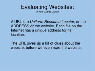 Evaluating Websites: A Paul Cuffee Guide