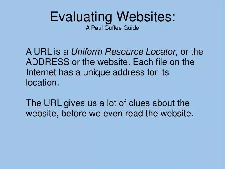 evaluating websites a paul cuffee guide