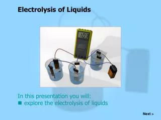 Electrolysis of Liquids