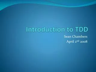 Introduction to TDD