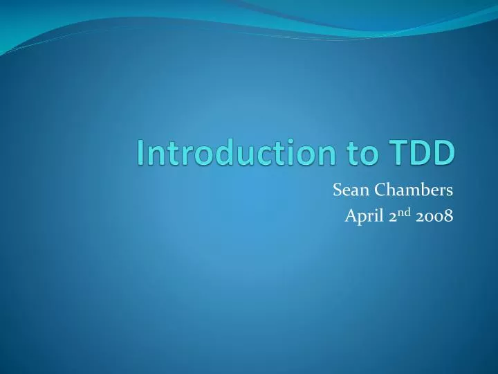 introduction to tdd
