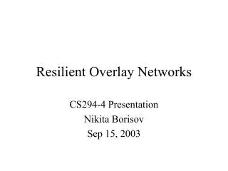 Resilient Overlay Networks