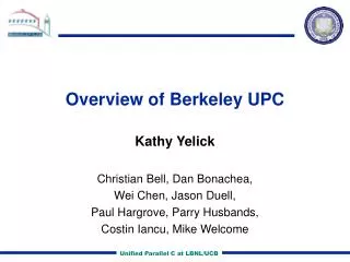 Overview of Berkeley UPC