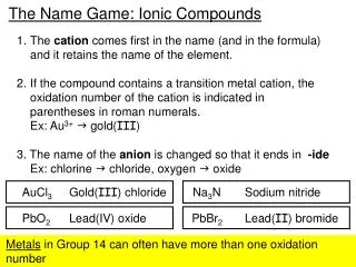The Name Game: Ionic Compounds