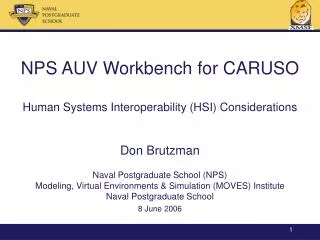 NPS AUV Workbench for CARUSO Human Systems Interoperability (HSI) Considerations