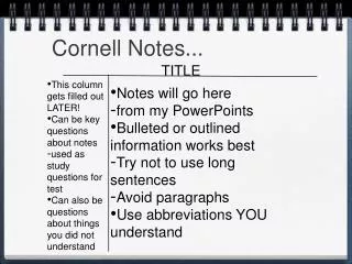 Cornell Notes...