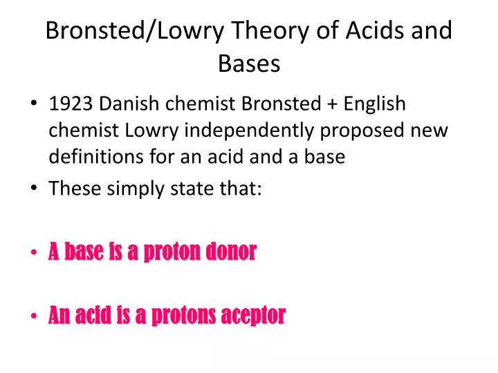 bronsted lowry theory of acids and bases