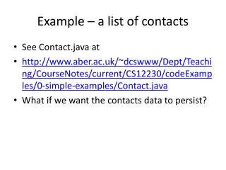Example – a list of contacts