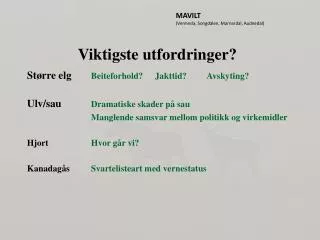 viktigste utfordringer