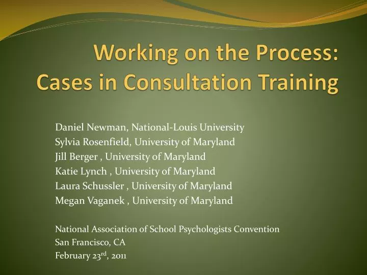 working on the process cases in consultation training