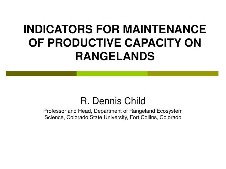 indicators for maintenance of productive capacity on rangelands