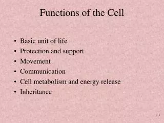 Functions of the Cell