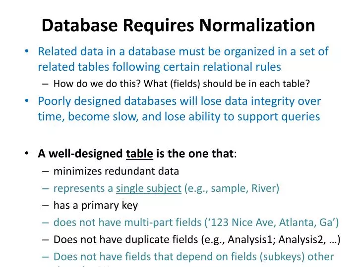 database requires normalization