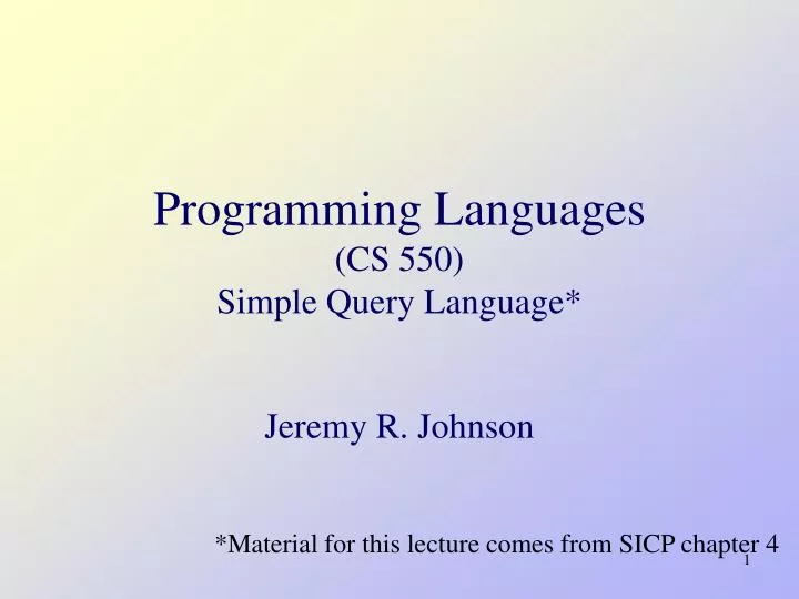 programming languages cs 550 simple query language