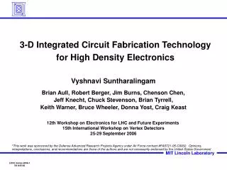3-D Integrated Circuit Fabrication Technology for High Density Electronics