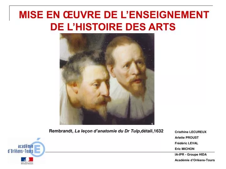 mise en uvre de l enseignement de l histoire des arts