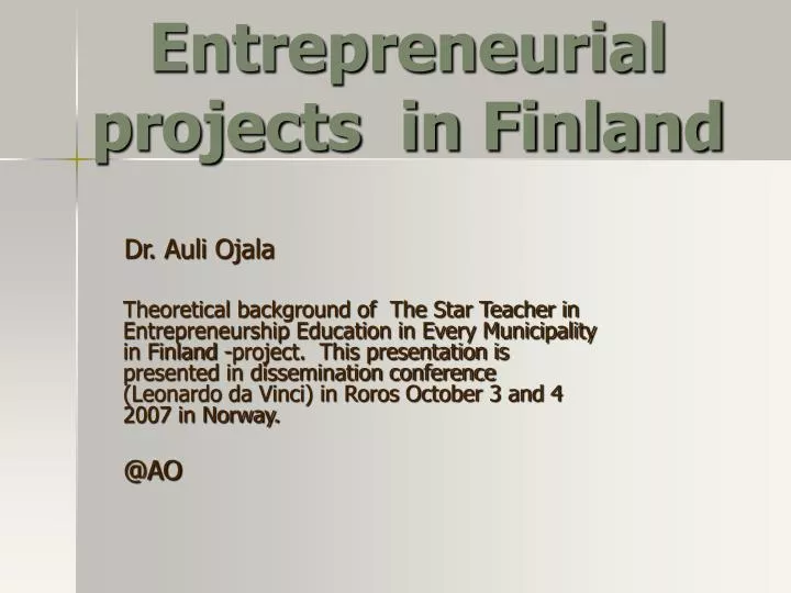 entrepreneurial projects in finland
