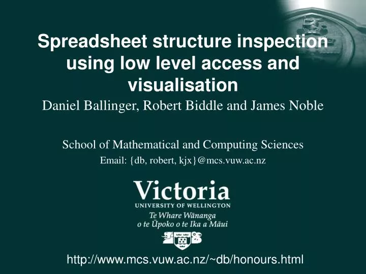 spreadsheet structure inspection using low level access and visualisation