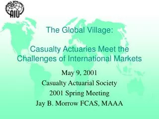 The Global Village: Casualty Actuaries Meet the Challenges of International Markets