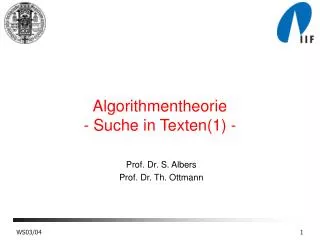 algorithmentheorie suche in texten 1