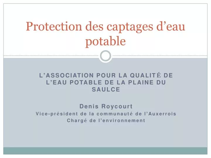 protection des captages d eau potable