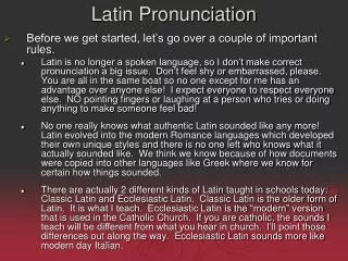 Latin Pronunciation