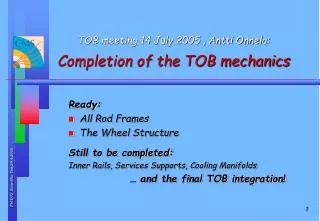 TOB meeting 14 July 2005 , Antti Onnela: Completion of the TOB mechanics