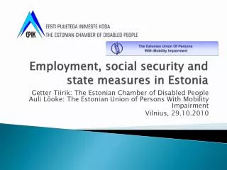 Employment, social security and state measures in Estonia