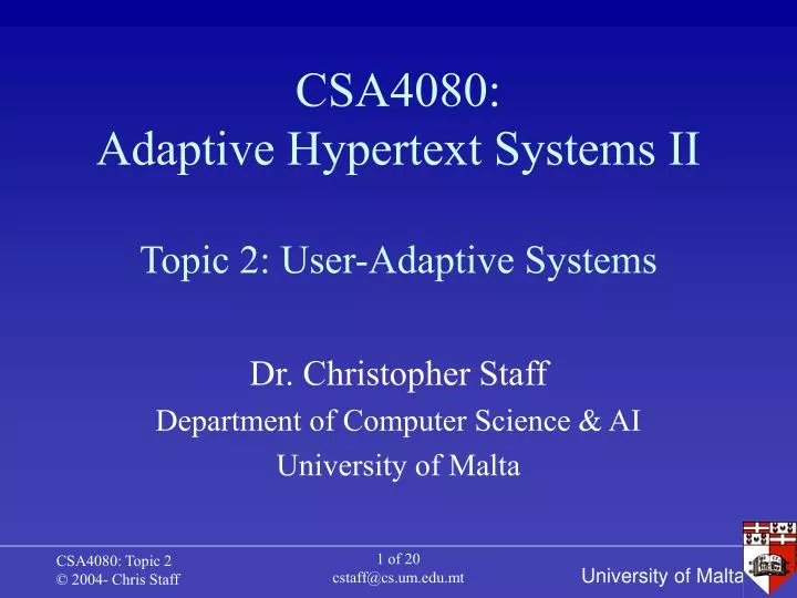 csa4080 adaptive hypertext systems ii