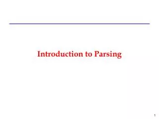 Introduction to Parsing